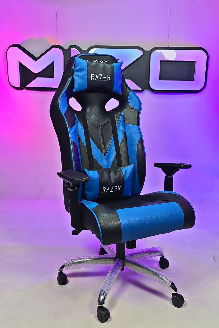 تصویر صندلی گیمینگ طرح ریزر - آبی 